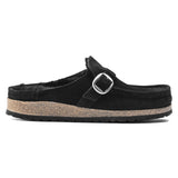 Birkenstock Clogs - Open Heel Birkenstock Buckley Shearling Suede Clogs- Black