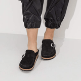 Birkenstock Clogs - Open Heel Birkenstock Buckley Suede Clogs- Black