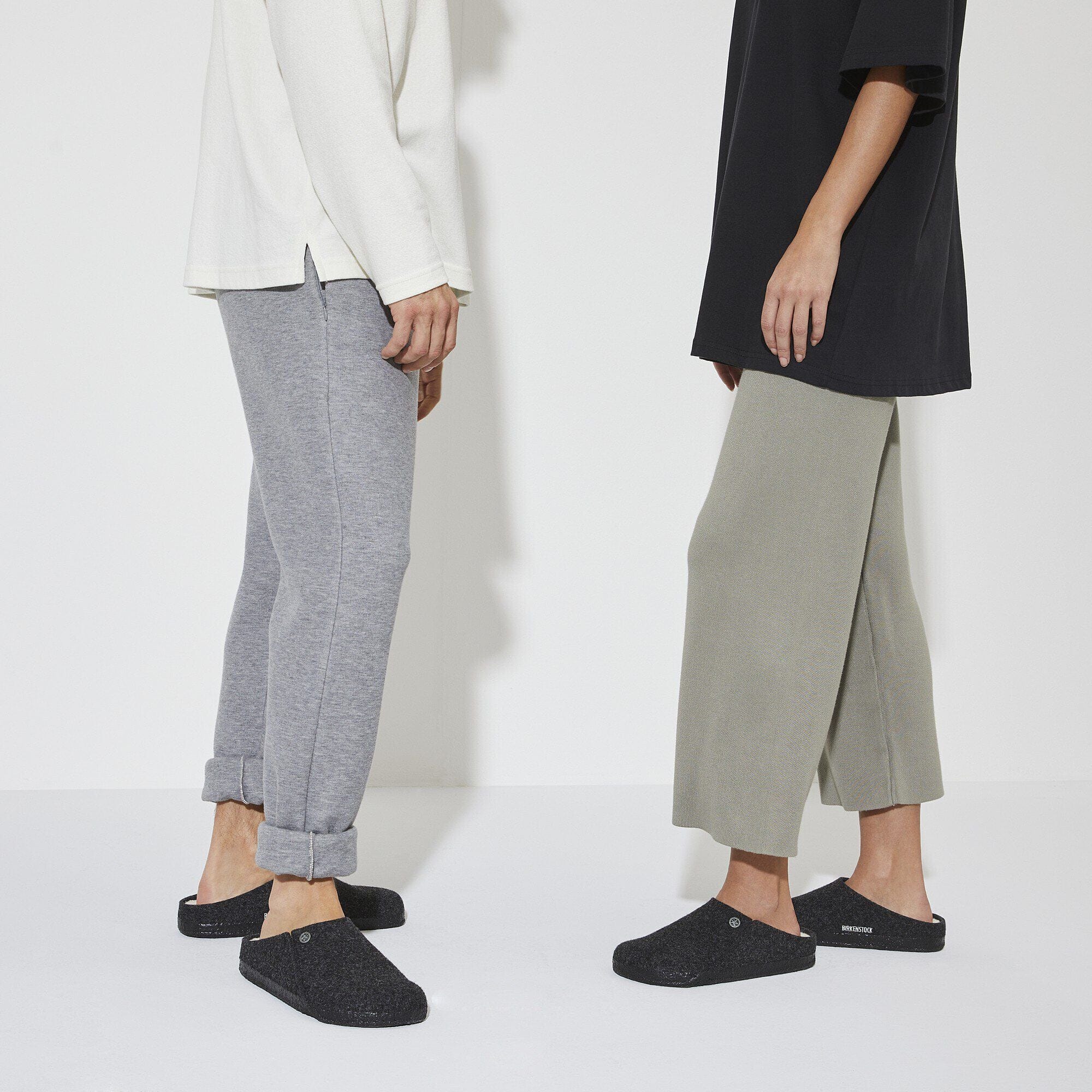 Birkenstock Clogs - Open Heel Birkenstock Zermatt Shearling Wool Slippers- Anthracite