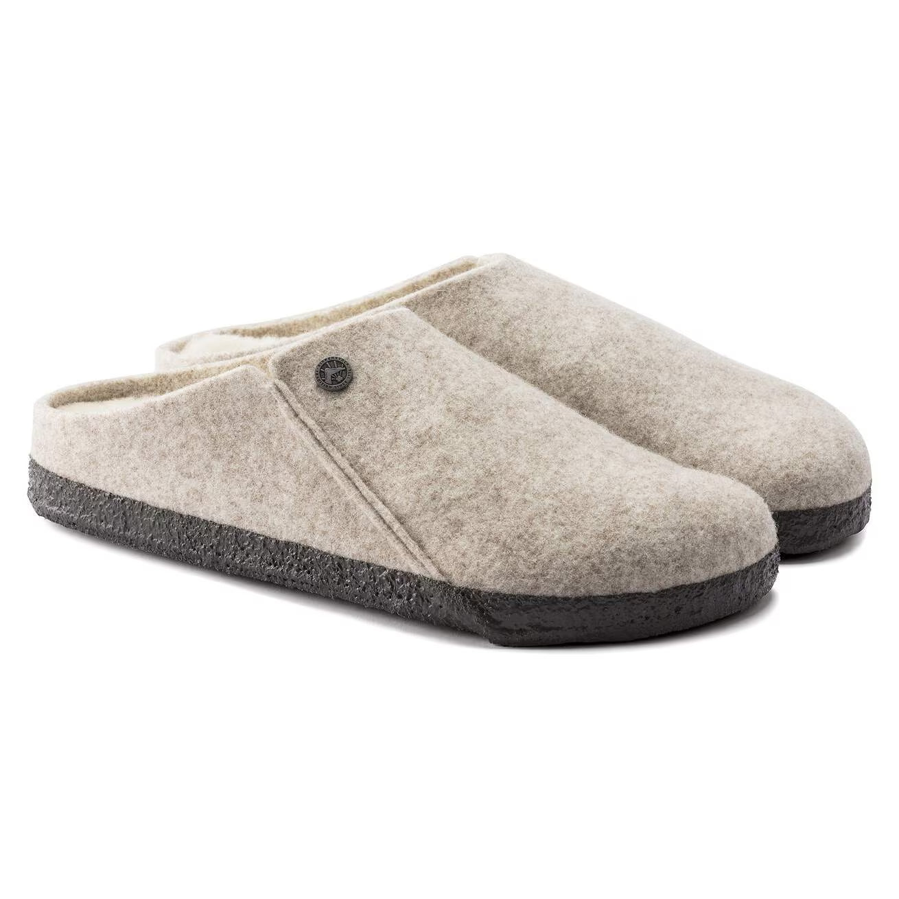 Birkenstock Clogs - Open Heel Birkenstock Zermatt Shearling Wool Slippers- Eggshell