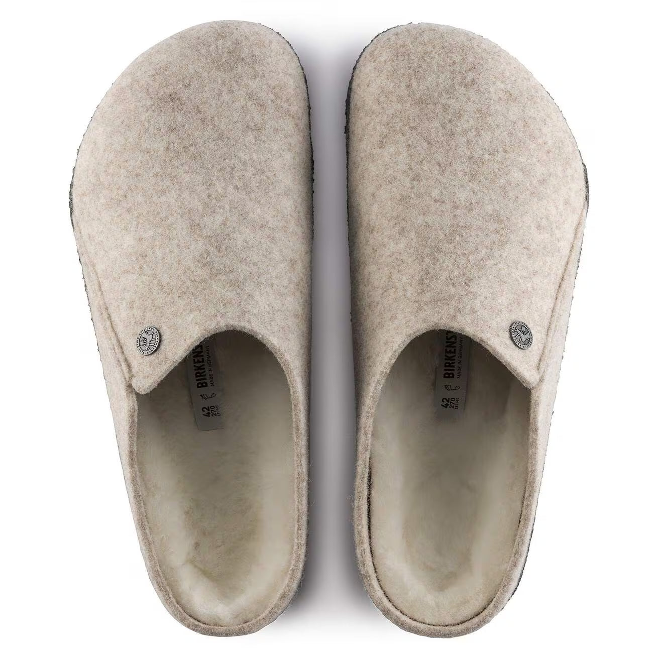 Birkenstock Clogs - Open Heel Birkenstock Zermatt Shearling Wool Slippers- Eggshell