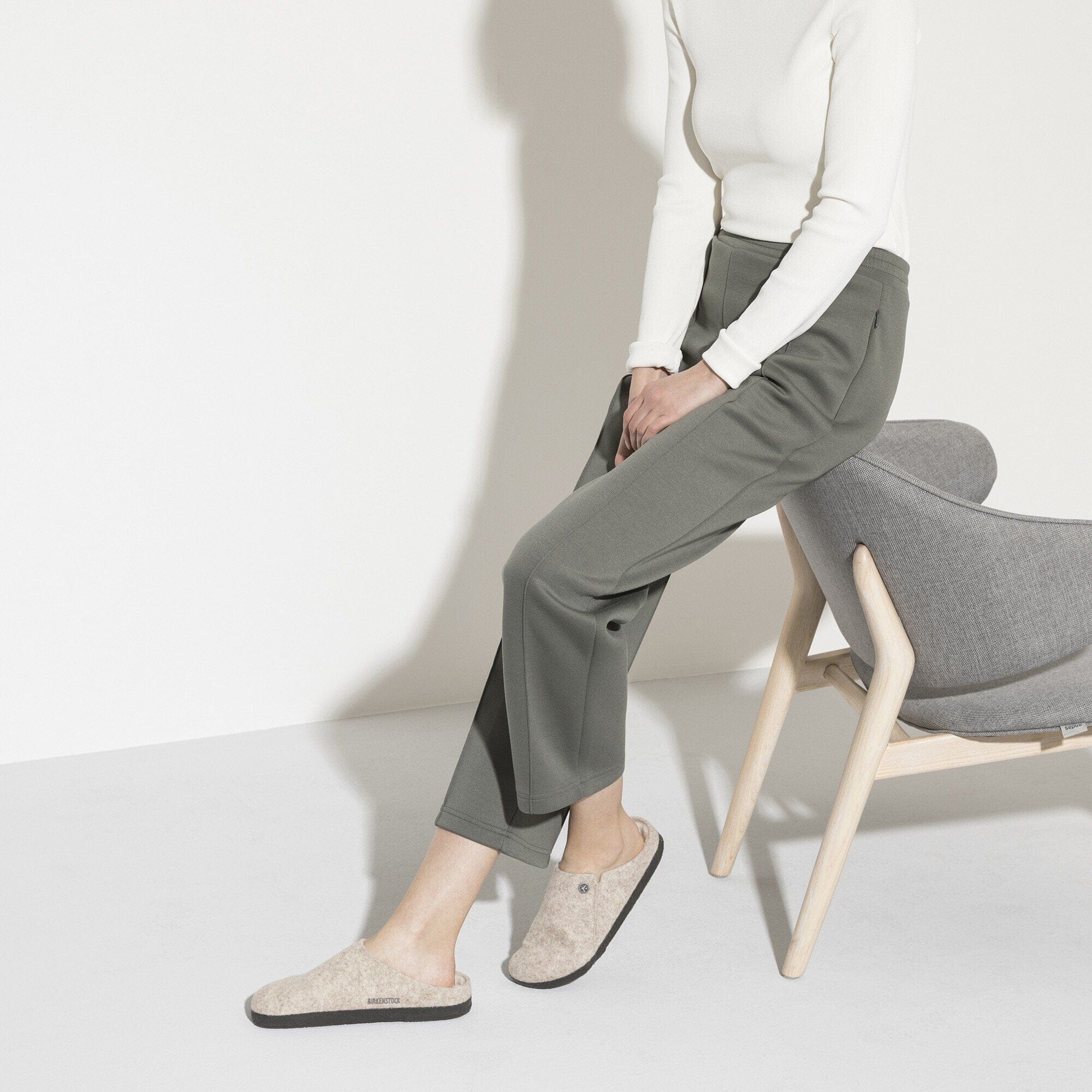 Birkenstock Clogs - Open Heel Birkenstock Zermatt Shearling Wool Slippers- Eggshell