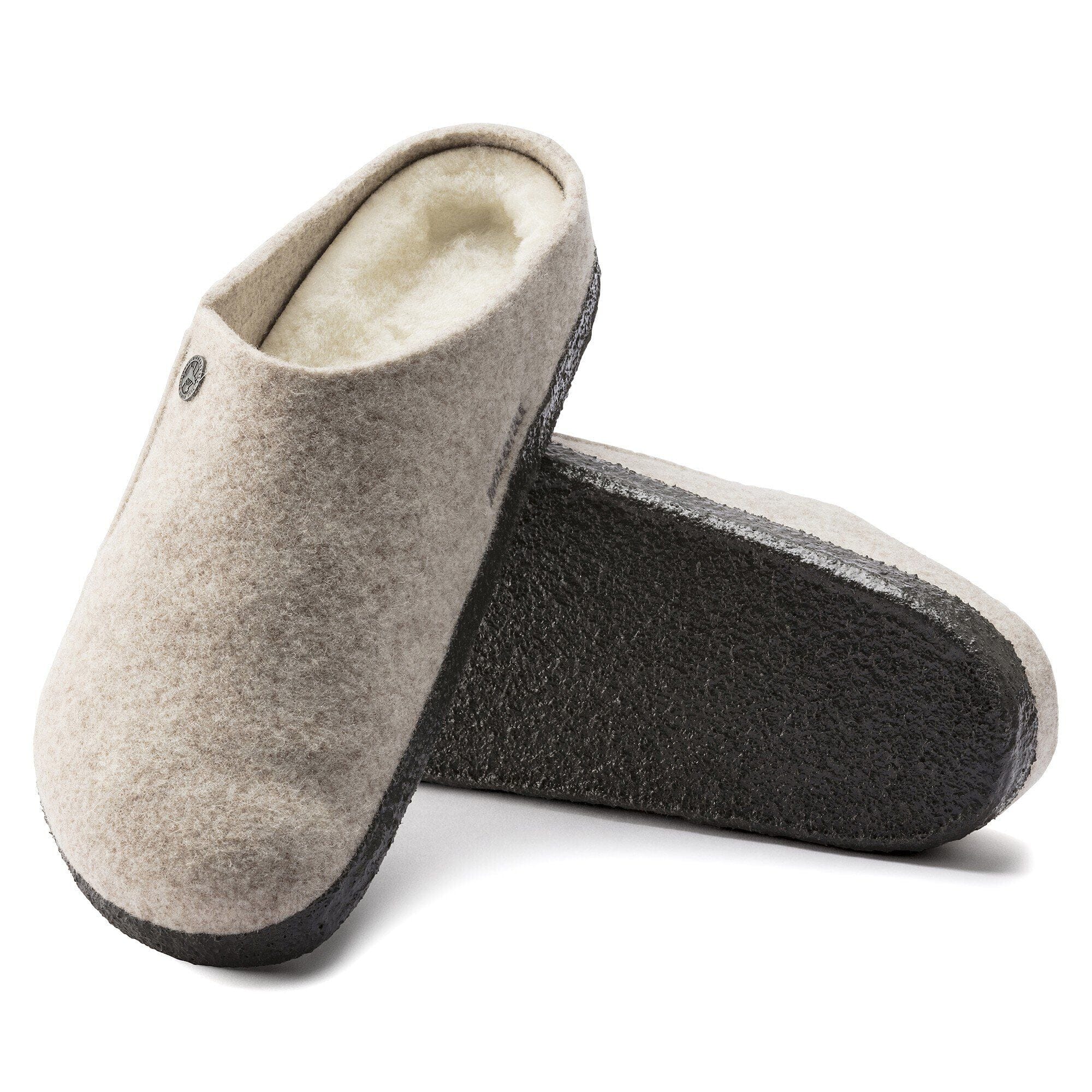 Birkenstock Clogs - Open Heel Birkenstock Zermatt Shearling Wool Slippers- Eggshell