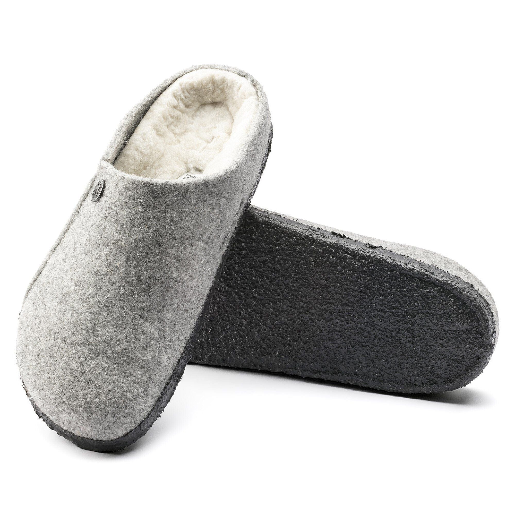 Birkenstock Clogs - Open Heel Birkenstock Zermatt Shearling Wool Slippers- Light Gray
