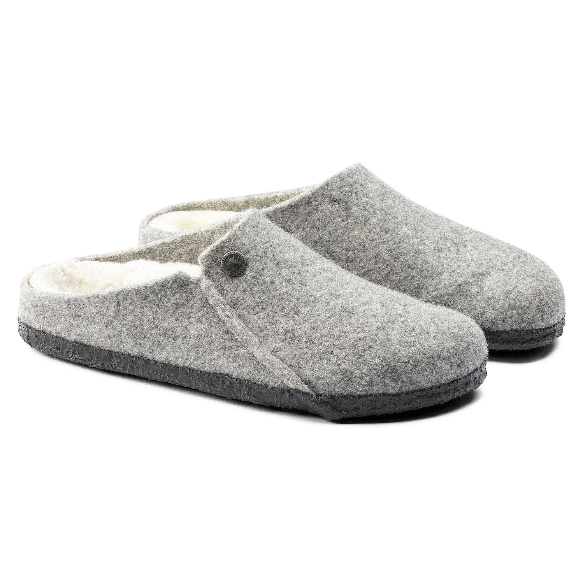 Birkenstock Clogs - Open Heel Birkenstock Zermatt Shearling Wool Slippers- Light Gray