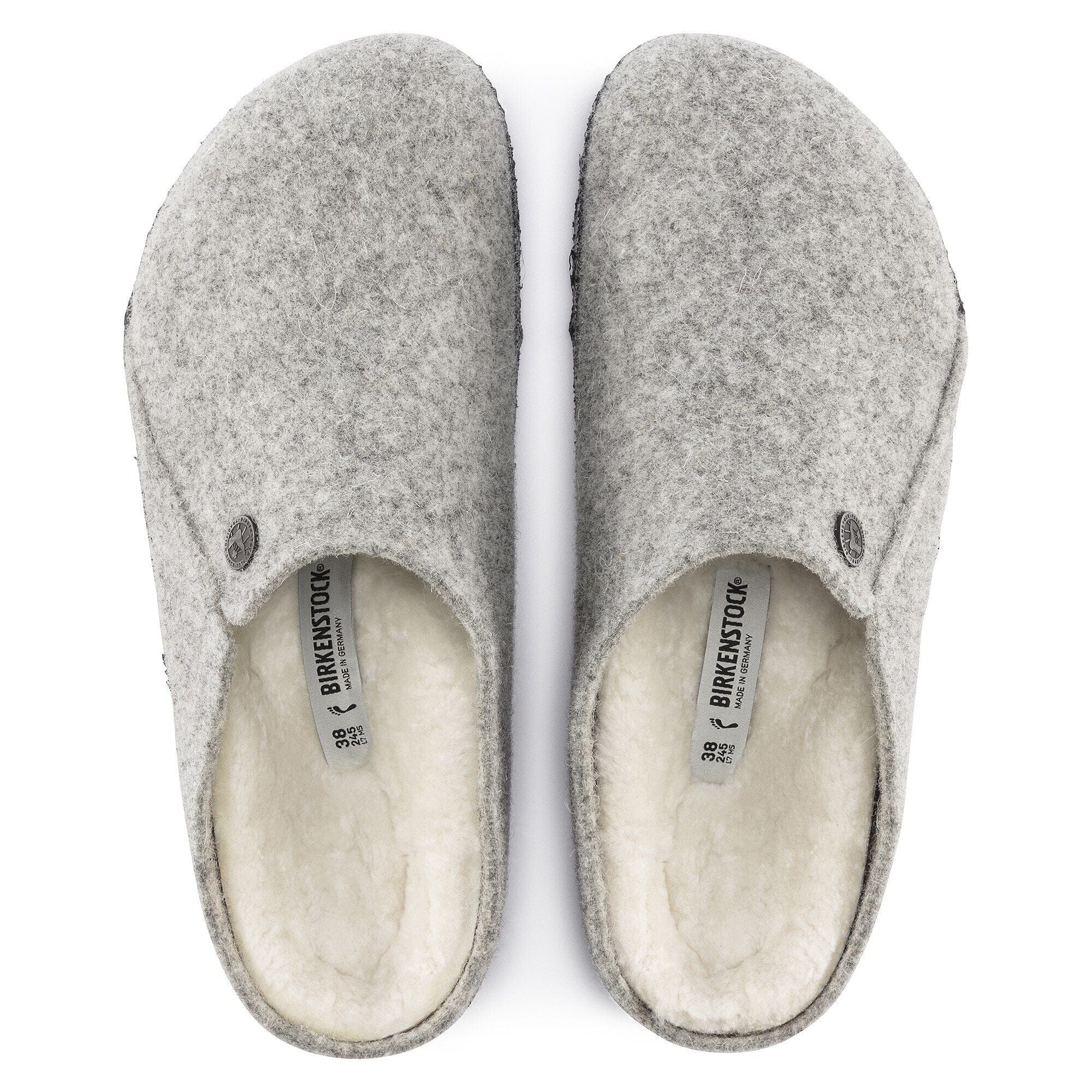 Birkenstock Clogs - Open Heel Birkenstock Zermatt Shearling Wool Slippers- Light Gray