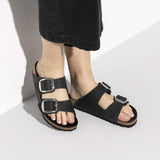 Birkenstock Flat Sandals Birkenstock Arizona Big Buckle Sandals - Black Oiled Leather