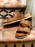 Birkenstock Flat Sandals Birkenstock Arizona Big Buckle Sandals - Cognac Oiled Leather