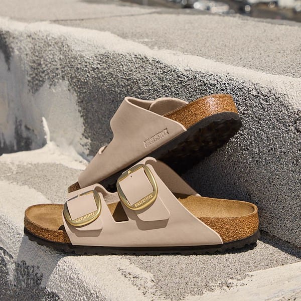 Birkenstock Flat Sandals Birkenstock Arizona Big Buckle Sandals - Sandcastle Nubuck Leather