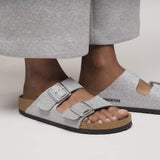 Birkenstock Flat Sandals Birkenstock Arizona Sandals - Shiny Glitter Silver Synthetic