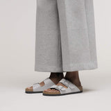 Birkenstock Flat Sandals Birkenstock Arizona Sandals - Shiny Glitter Silver Synthetic