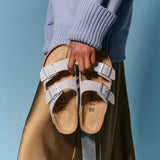Birkenstock Flat Sandals Birkenstock Arizona Sandals - Shiny Glitter Silver Synthetic