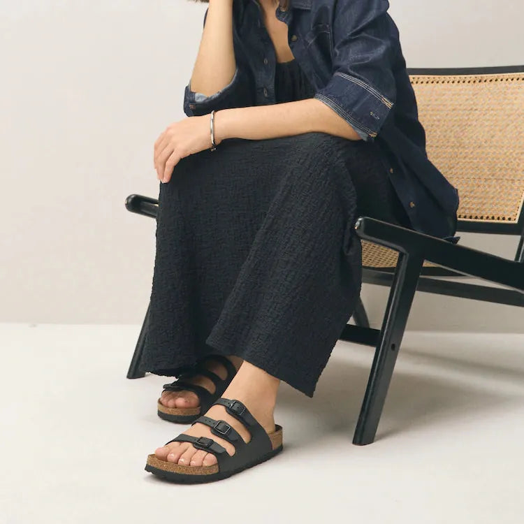 Birkenstock Flat Sandals Birkenstock Florida (Soft Footbed) Sandals - Black Birko-Flor
