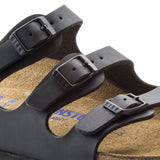 Birkenstock Three-Strap Sandals Birkenstock Florida Sandals (Soft Footbed)- Black Birko-Flor