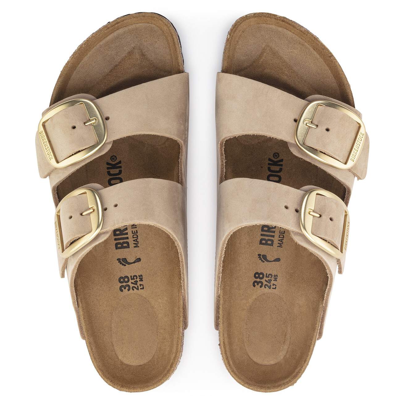 Birkenstock Two-Strap Sandals Birkenstock Arizona Big Buckle Sandals- Sandcastle Nubuck Leather