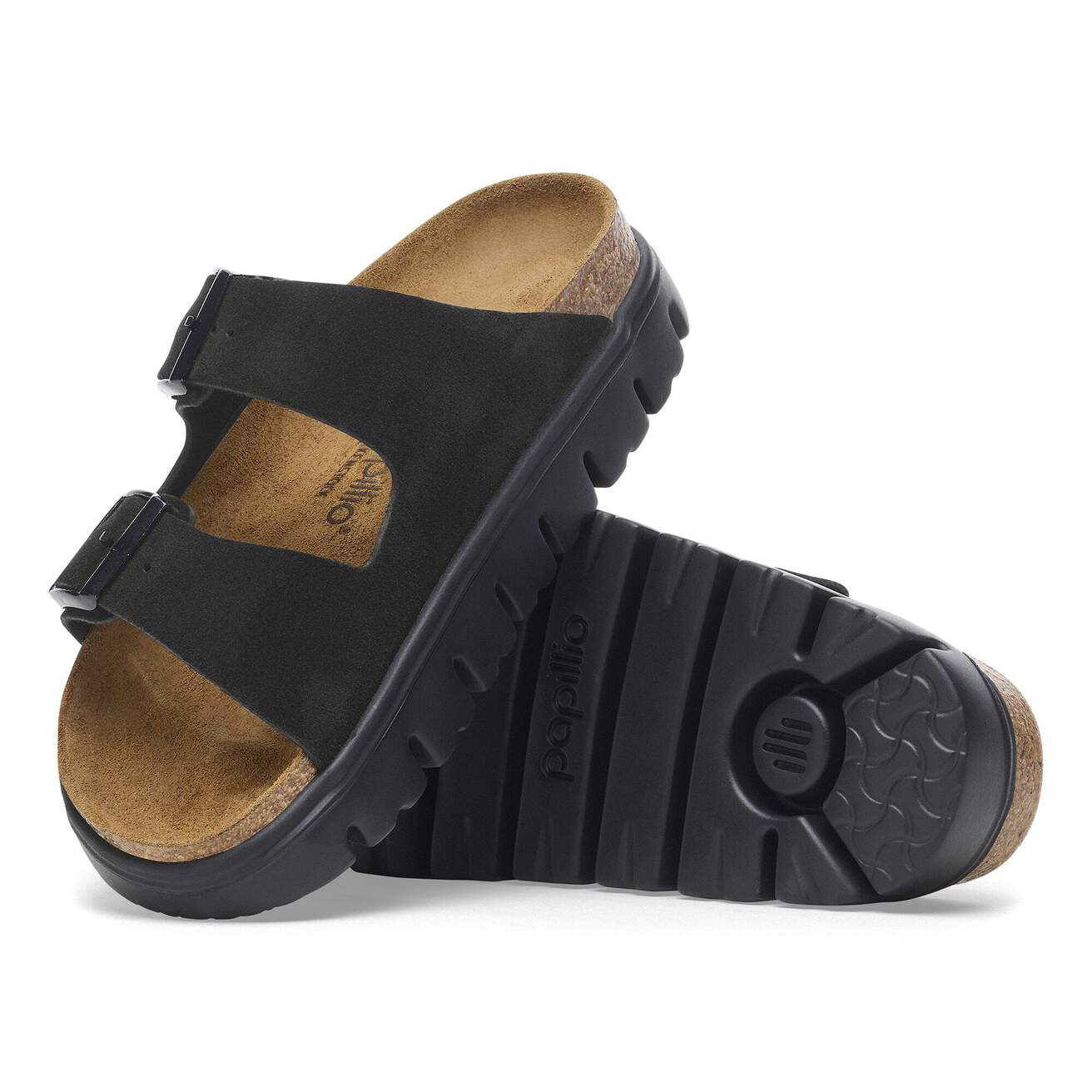 Birkenstock Two-Strap Sandals Birkenstock Arizona Chunky Sandals- Black Suede