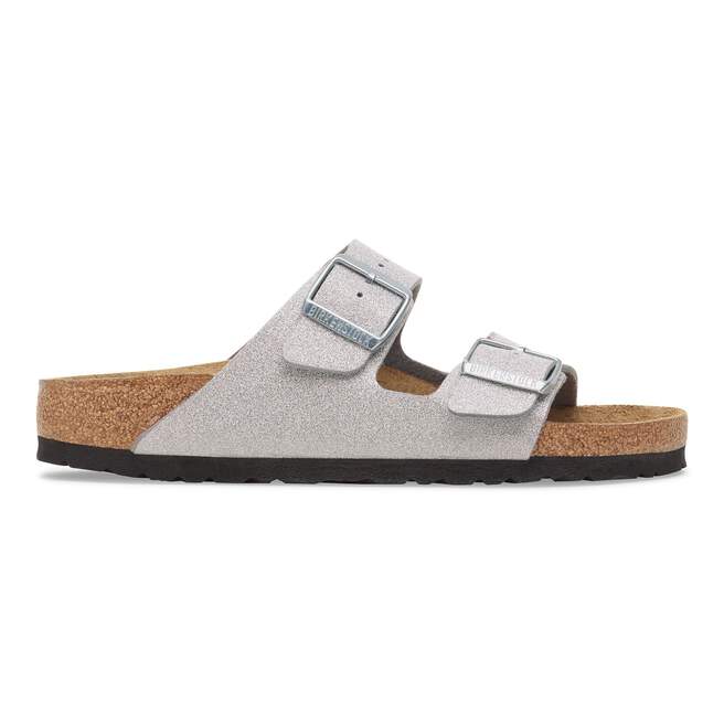Birkenstock Two-Strap Sandals Birkenstock Arizona Sandals- Shiny Glitter Silver Synthetic