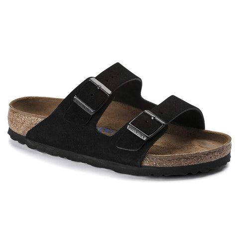 Birkenstock Two-Strap Sandals Birkenstock Arizona Sandals (Soft Footbed)- Black Suede