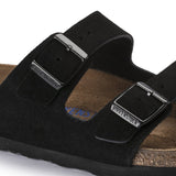 Birkenstock Two-Strap Sandals Birkenstock Arizona Sandals (Soft Footbed)- Black Suede