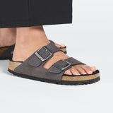 Birkenstock Two-Strap Sandals Birkenstock Arizona Shearling Sandals- Desert Dust Black