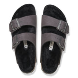 Birkenstock Two-Strap Sandals Birkenstock Arizona Shearling Sandals- Desert Dust Black