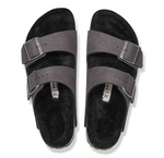 Birkenstock Two-Strap Sandals Birkenstock Arizona Shearling Suede Leather Sandals - Desert Dust Black