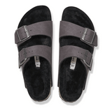 Birkenstock Two-Strap Sandals Birkenstock Arizona Shearling Suede Leather Sandals - Desert Dust Black