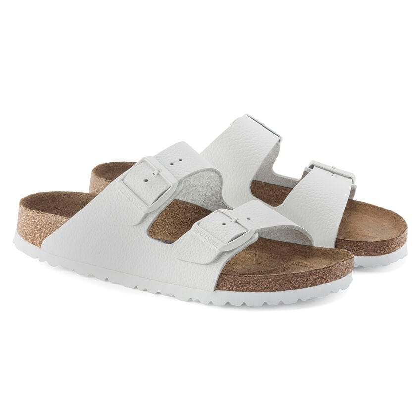 Birkenstock Two-Strap Sandals Birkenstock Arizona Two Strap Sandals (Soft Footbed) - White Leather