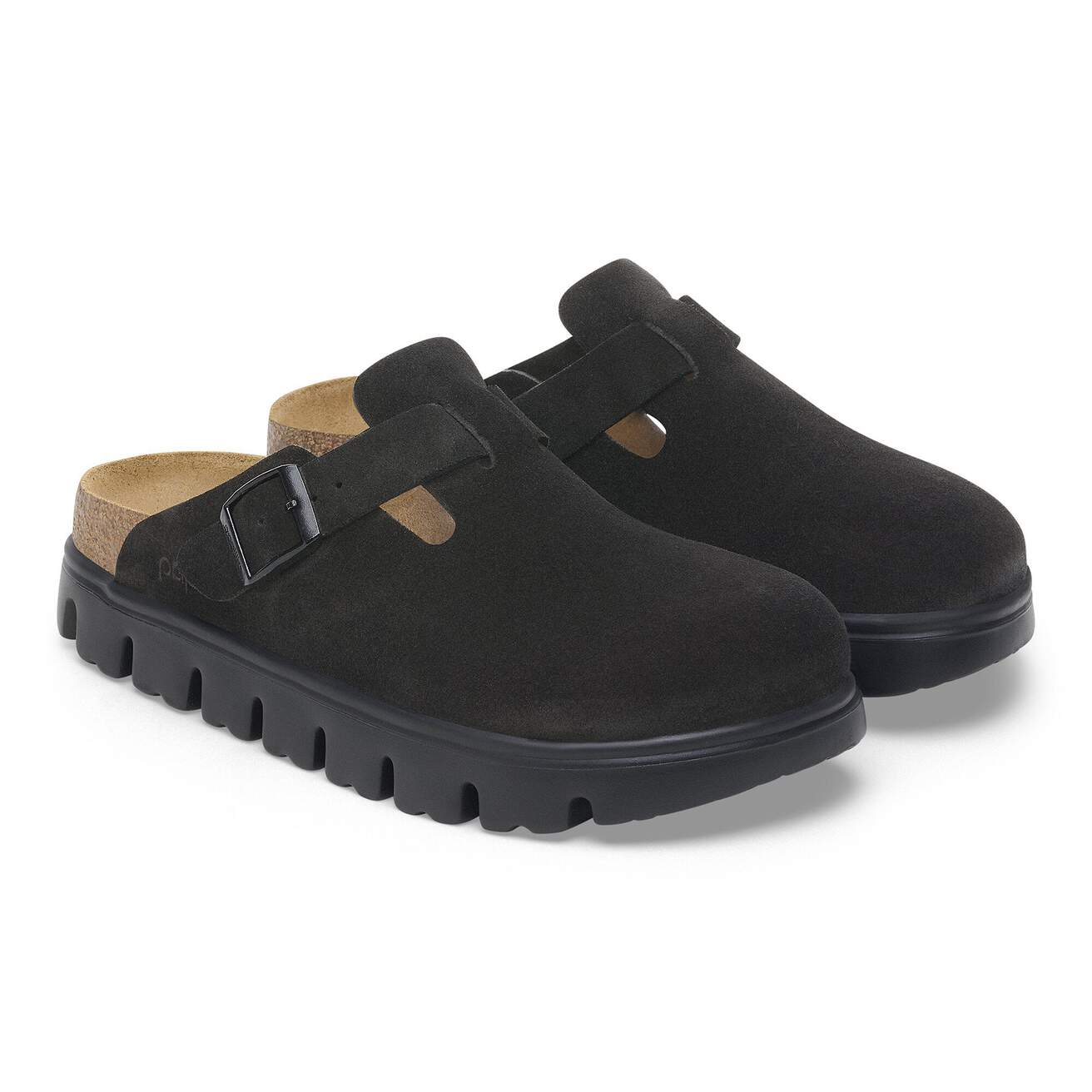 Birkenstock Two-Strap Sandals Birkenstock Boston Chunky Clogs- Black Suede