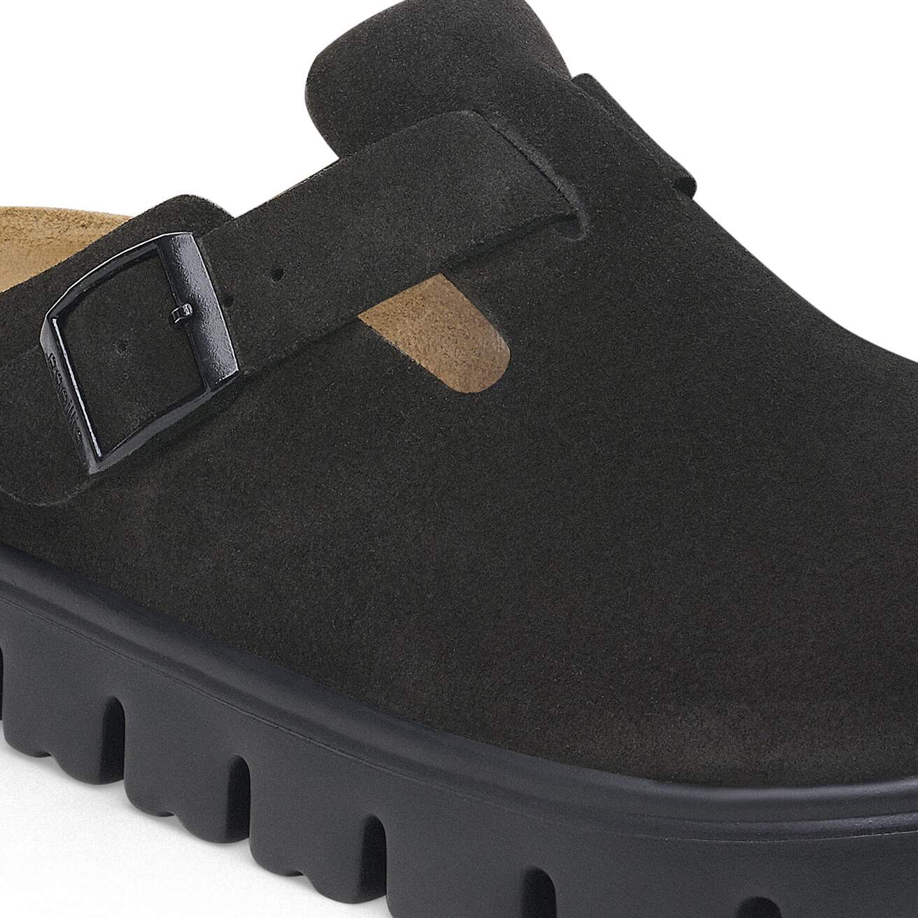 Birkenstock Two-Strap Sandals Birkenstock Boston Chunky Clogs- Black Suede