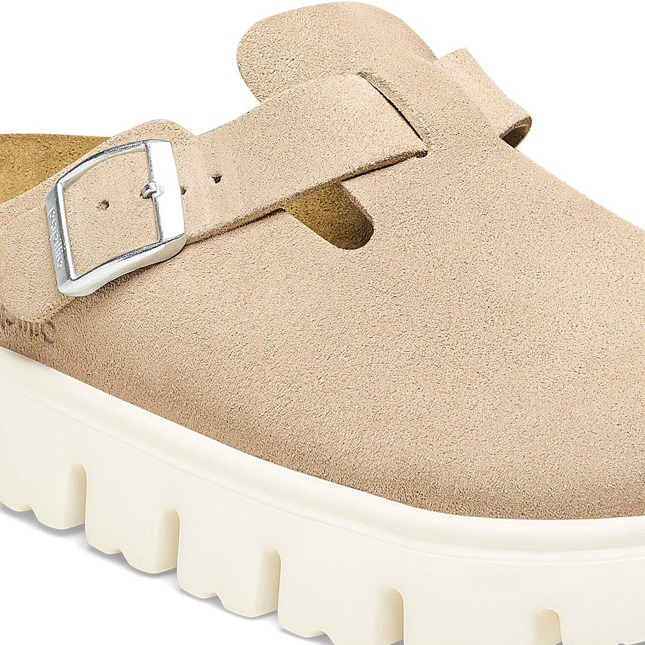 Birkenstock Two-Strap Sandals Birkenstock Boston Chunky Clogs- Warm Sand Suede