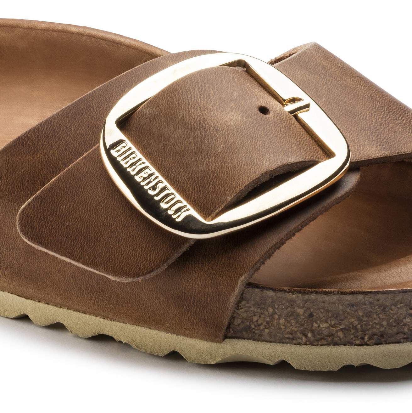 Birkenstock Two-Strap Sandals Birkenstock Madrid Big Buckle Sandals- Cognac Oiled Leather