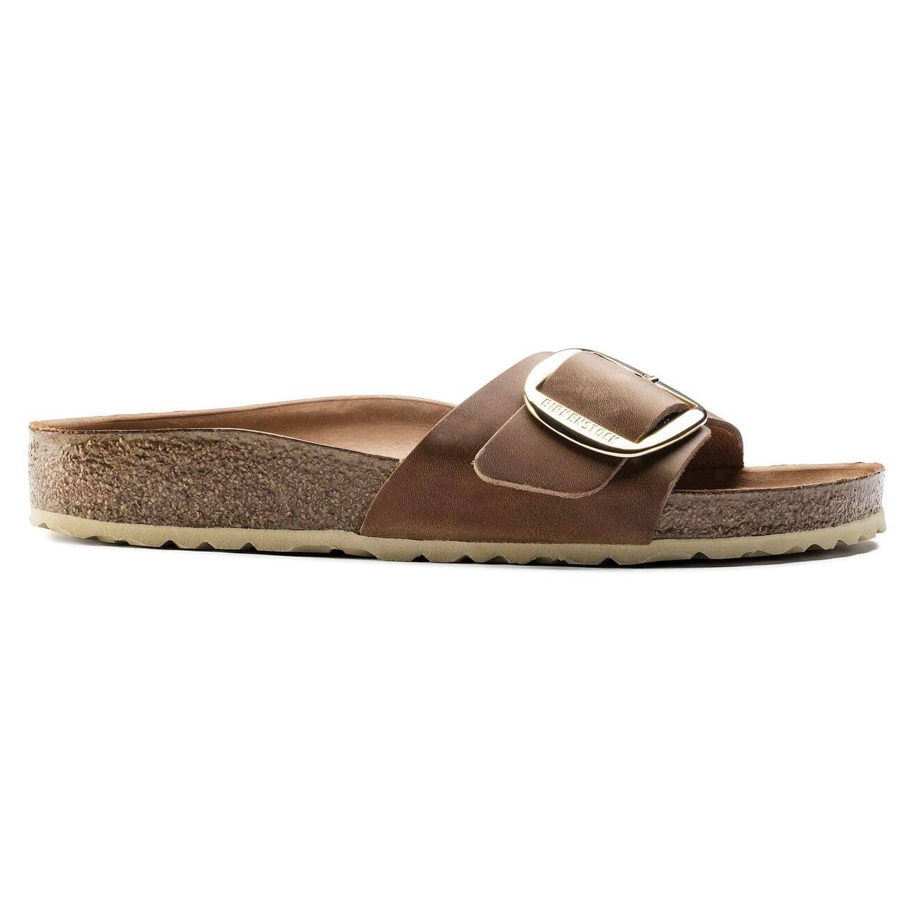 Birkenstock Two-Strap Sandals Birkenstock Madrid Big Buckle Sandals- Cognac Oiled Leather