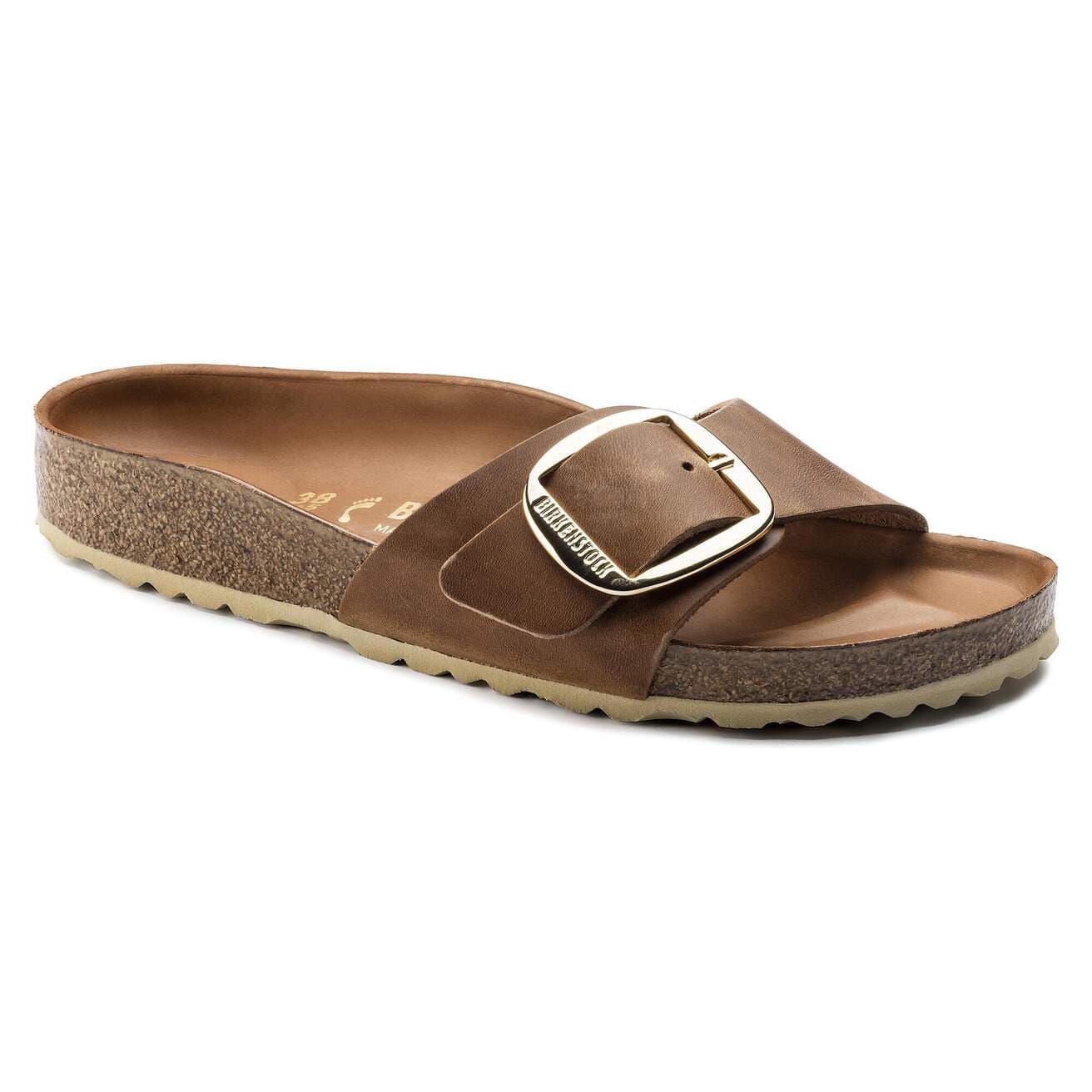 Birkenstock Two-Strap Sandals Regular / Brown / 35 EU Birkenstock Madrid Big Buckle Sandals- Cognac Oiled Leather