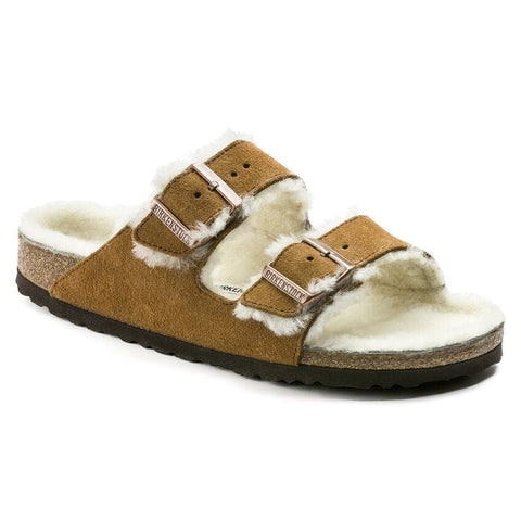 Birkenstock Two-Strap Sandals Stone Coin / 35 EU / B Birkenstock Arizona Shearling Suede Leather Sandals - Mink