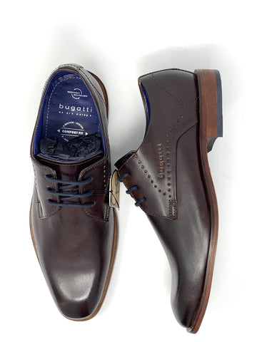 Bugatti Lace-Ups & Oxfords 41 Comfort Wide Leather Brogues Shoes- Dark Brown