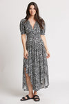 Carre Noir Apparel & Accessories Small / Black Printed Flowy Dress