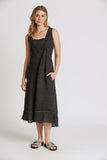 Carre Noir Apparel & Accessories Small / Black Sleeveless Linen Dress
