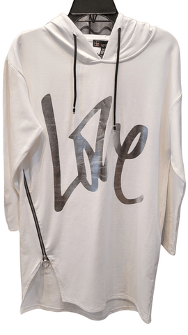 Carre Noir Apparel & Accessories Small / White Knit LOVE Hooded Dress