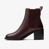 Clarks Ankle Boots Clarks Women's Chamberly Top Heeled Boots- Merlot Leather