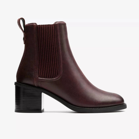 Clarks Ankle Boots Medium / Burgundy / 5 US Clarks Women's Chamberly Top Heeled Boots- Merlot Leather