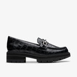 Clarks Slip-Ons & Loafers Black / 6 / B (Medium) Clarks Womens Orianna Bit Crocodile Loafer - Black Leather