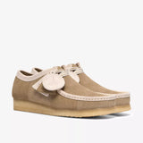 Clarks Walking Shoes Medium / Taupe/ White / 8 US Clarks Men's Wallabee Suede Moc Toe Shoes- Maple Stripe