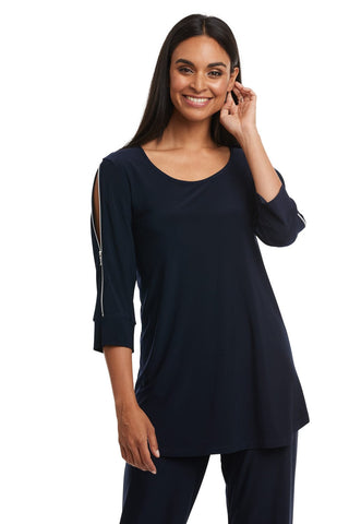 Compli K Women's Wear Small / Navy Tunic with Zippered Sleeves