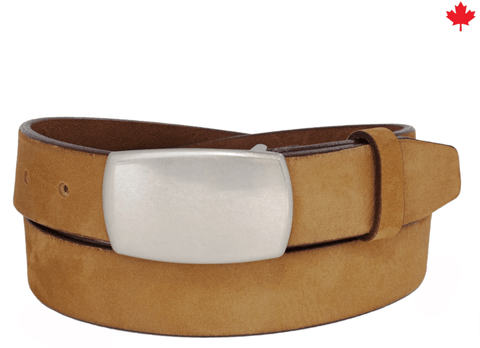 Customer Leather Belts Accessories Classic Italian Nubuk Leather Belt with Antique Finish Plaque Buckle