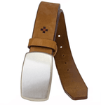 Customer Leather Belts Accessories Classic Italian Nubuk Leather Belt with Antique Finish Plaque Buckle