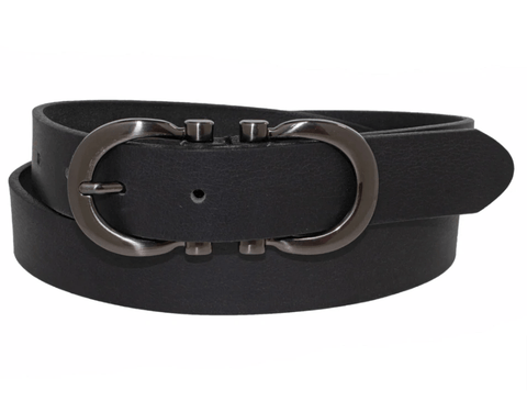 Customer Leather Belts Apparel & Accessories S/M Women's Double Buckle Belt - Black