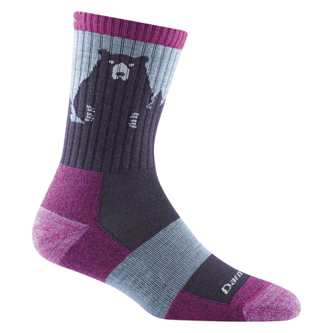 Darn Tough Vermont Socks Bear Town Purple / S Darn Tough Womens Micro Crew Lightweight Cushion Hiking Sock