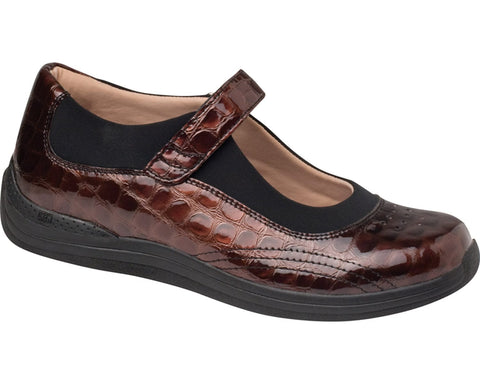 Drew Mary Jane Brown / 5 / D (Wide) Drew Womens Rose MaryJane Shoes - Brown Croc