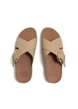 FitFlop Ankle Strap Sandals FitFlop Women's Lulu Resin Buckle Leather Cross Slides- Cappucino